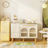 Wood sideboard with perforated doors for stylish storage and organization